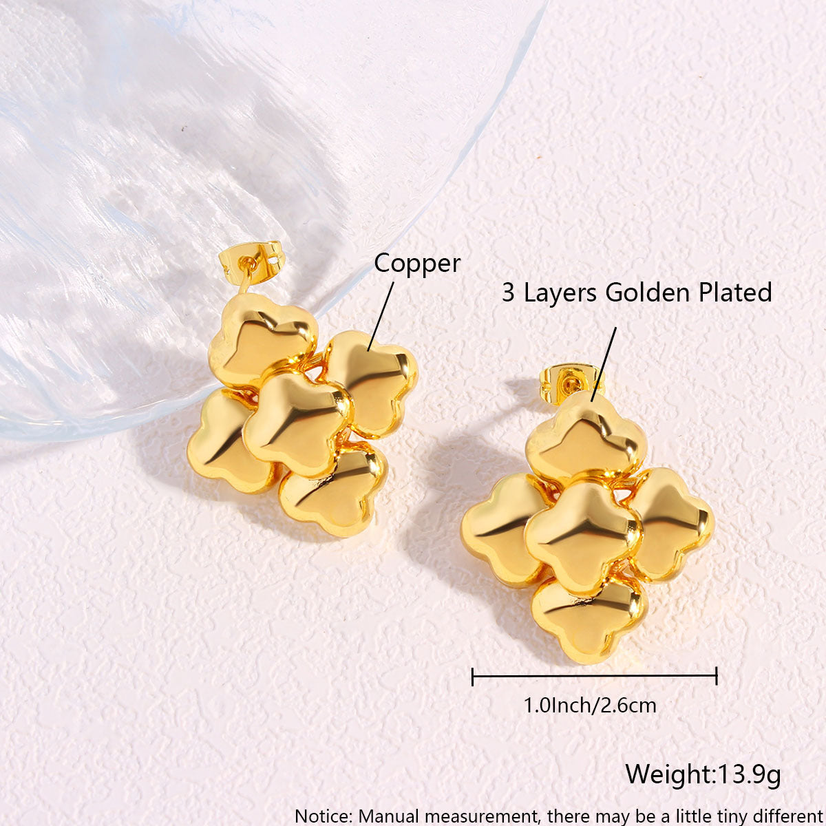 Square Glazed Surface Ear High-grade Geometric Stud Earrings