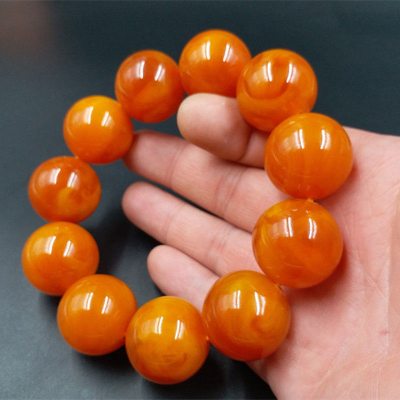 Beeswax Yellow Chicken Grease Color Barrel Beads Round Bracelet