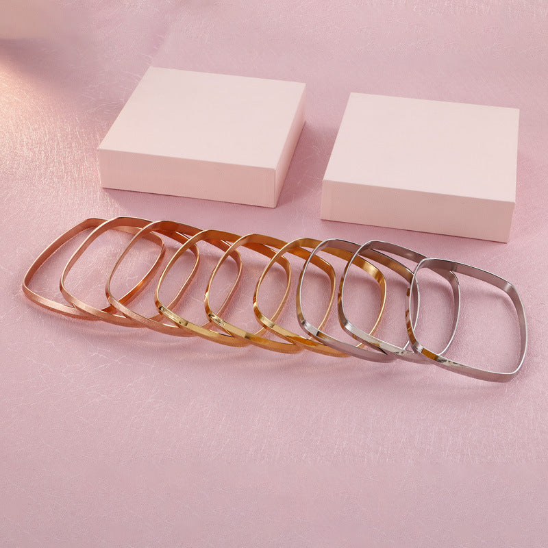 Women's Fashion Titanium Steel Small Square Gold Bracelets