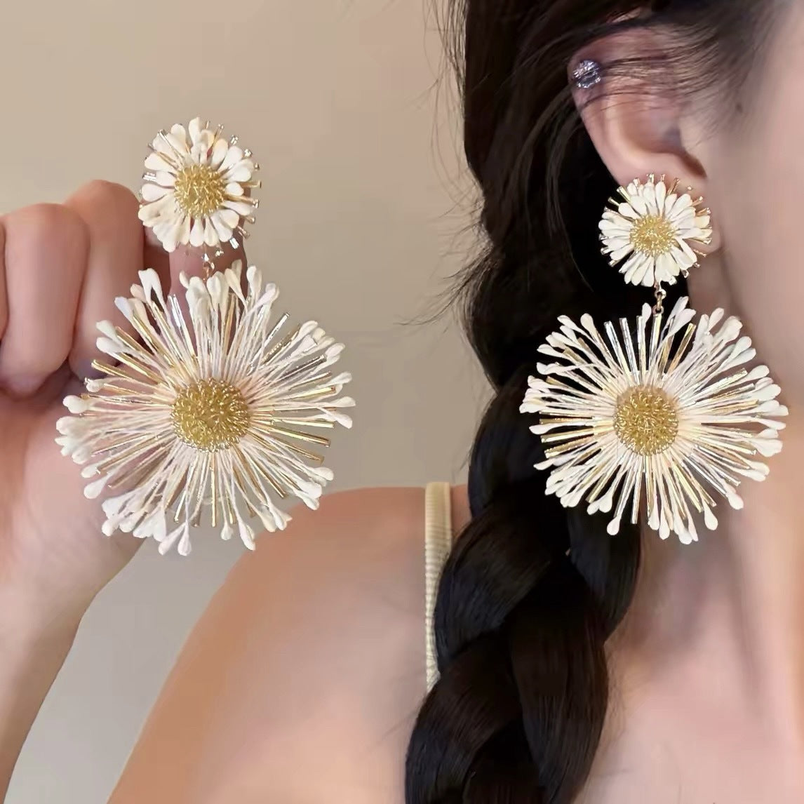 Seaside Vacation Style Flower Tassel Female Atmosphere Fairy Beaded Rings