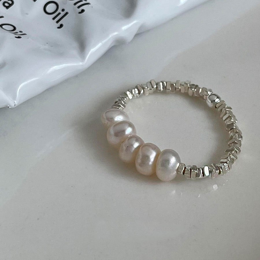 Women's French Pearl Small Pieces Of Sier Rings