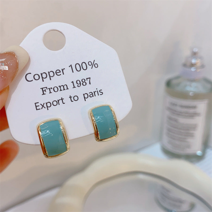 Gold-plated Fashion Blue Color Collection Enamel Earrings