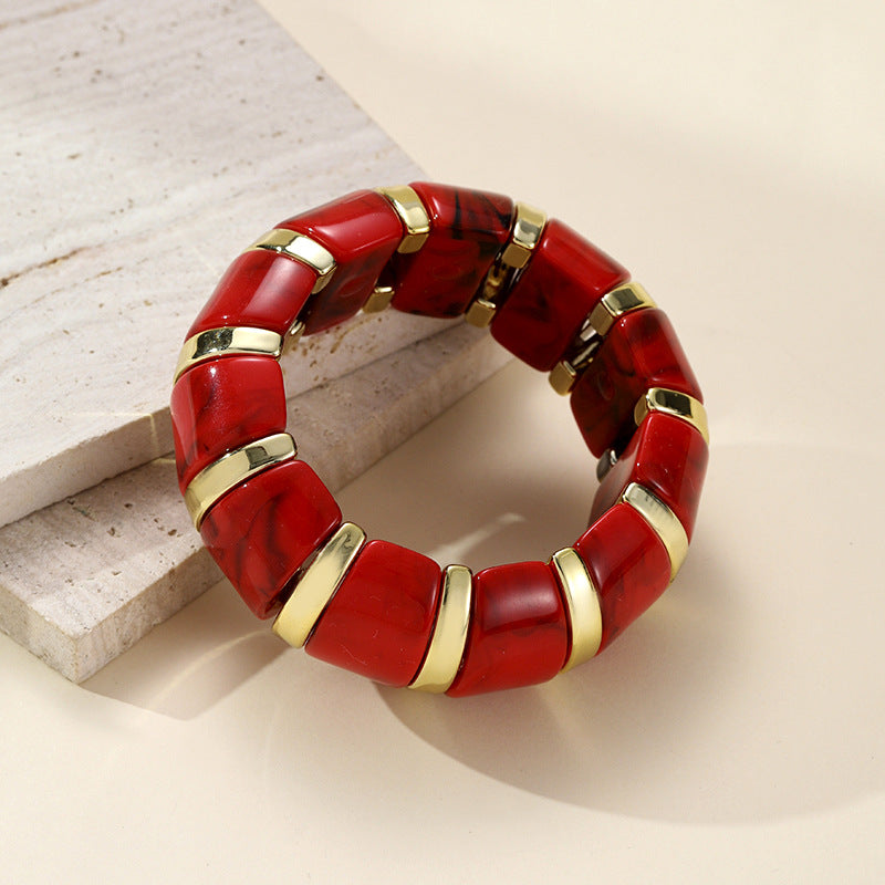 Women's Fashion Vintage Acrylic Elastic Elegant Bracelet