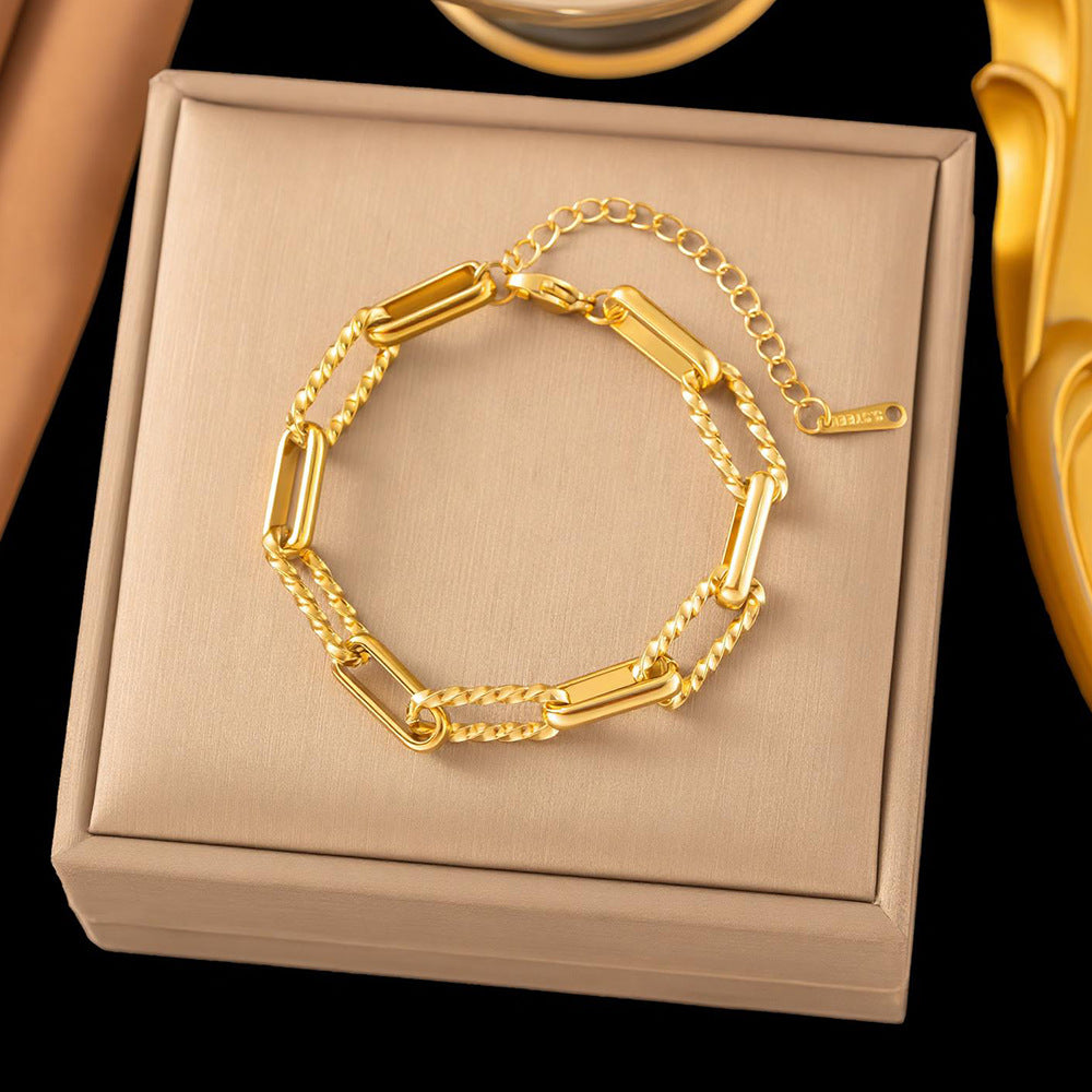 Thick Straps Affordable Luxury Style Personality Twisted Design Bracelet