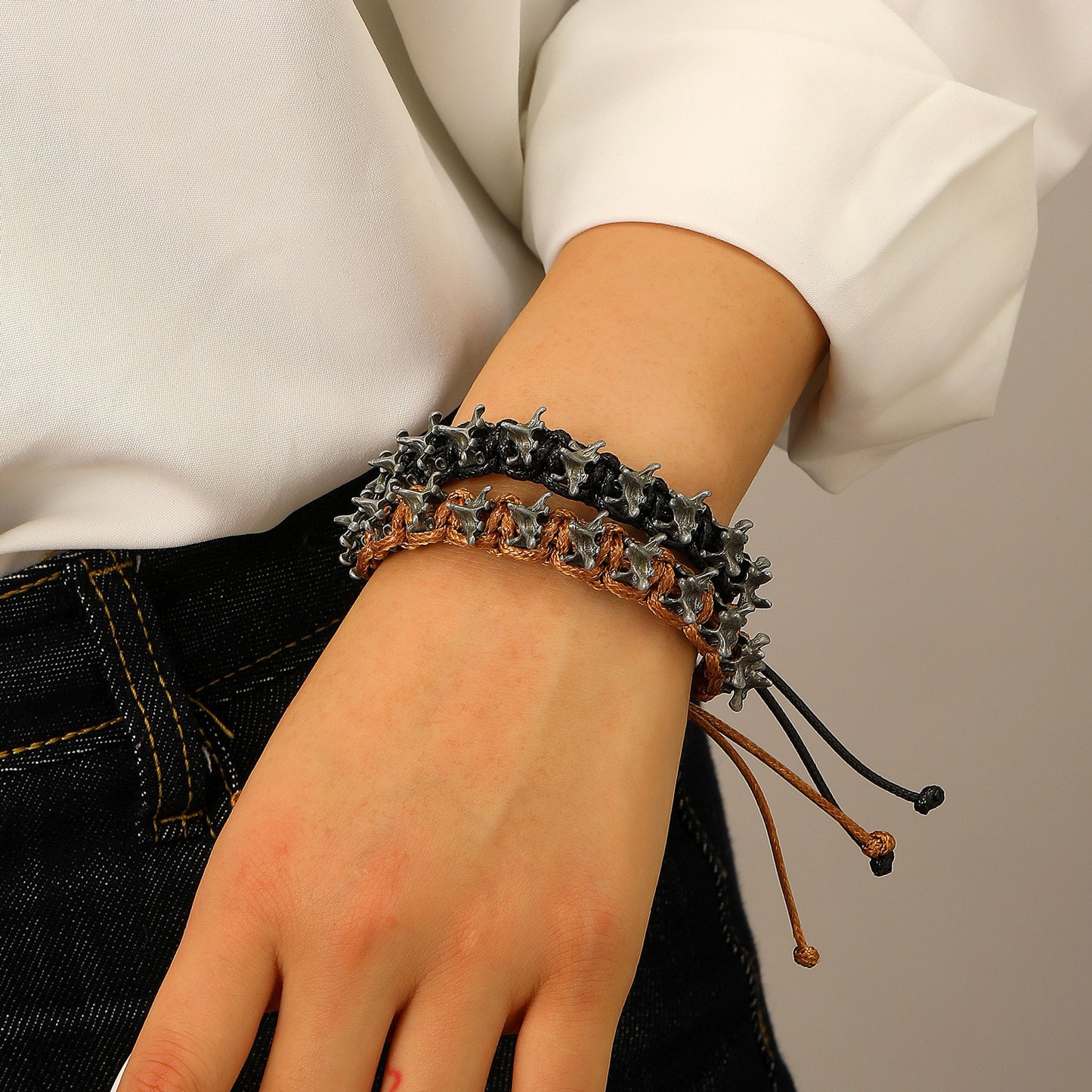 Men's & Women's Personality Punk Dark Alloy Keel Weaving Bracelet