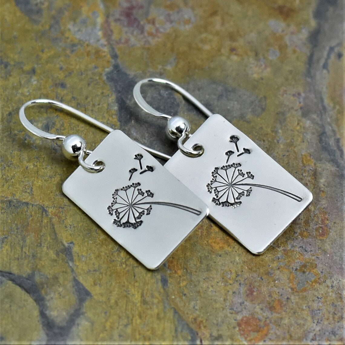 Simple Retro Rectangular Dandelion Modified Face Female Ear Stud Earrings