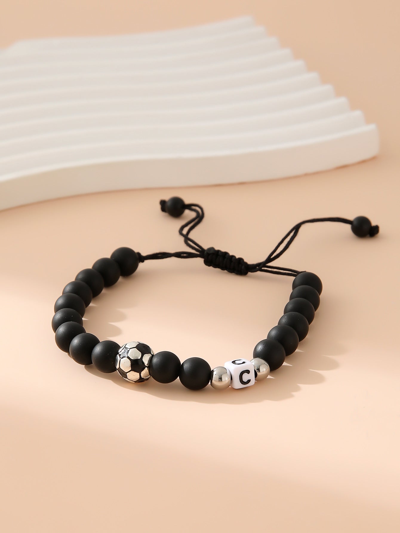 Women's & Men's Black Frosted Football Letters Adjustable For Bracelet