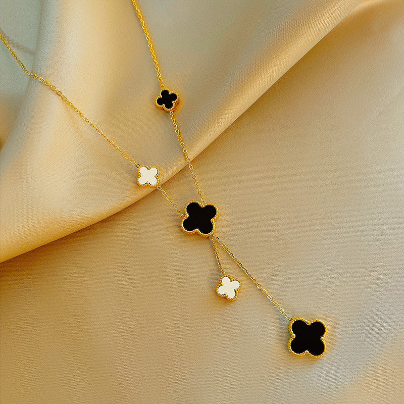 Big Small Balls Two Sides Clover Necklaces