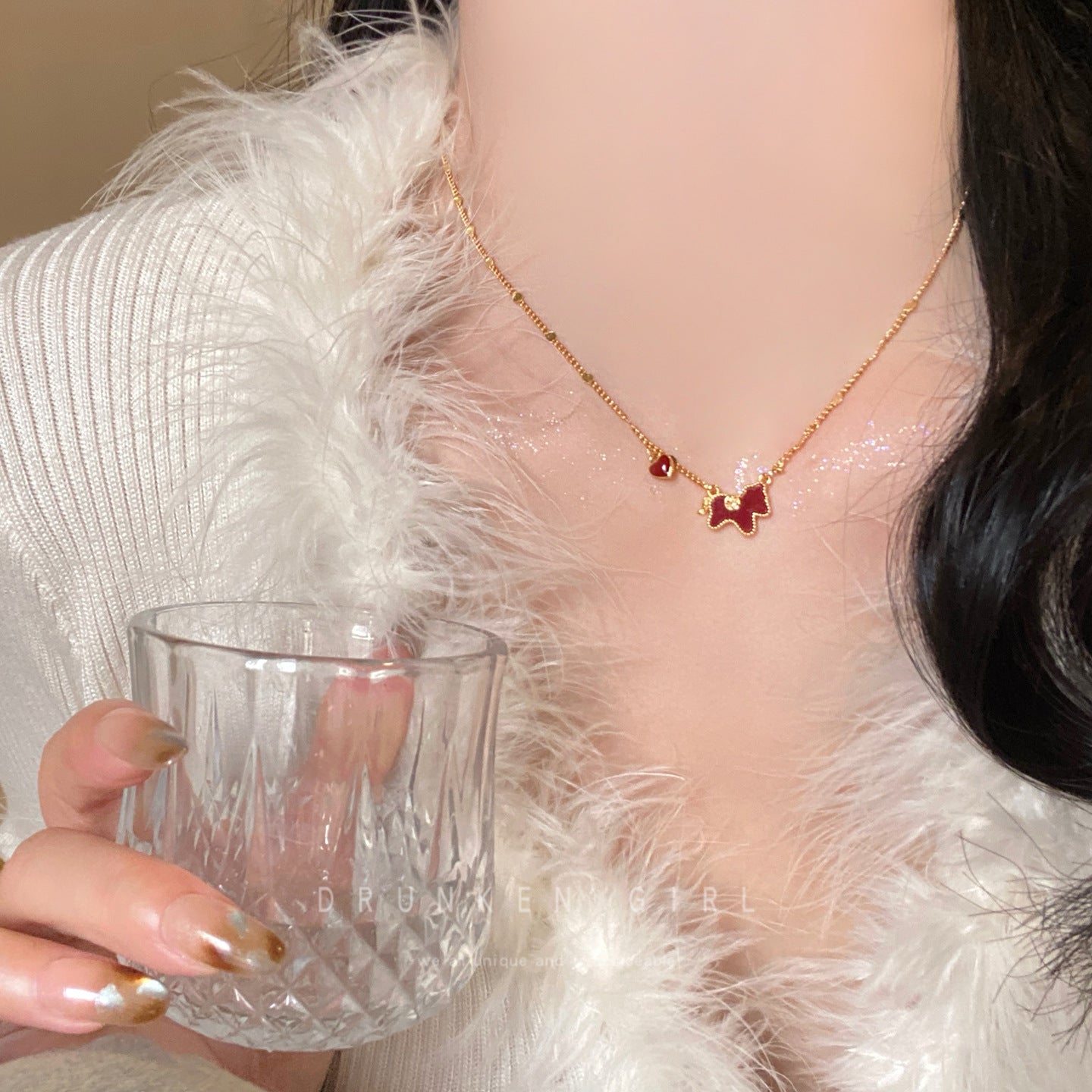 Women's Immediately Rich Zodiac Pony Light Luxury High-grade Red Heart Clavicle Rings