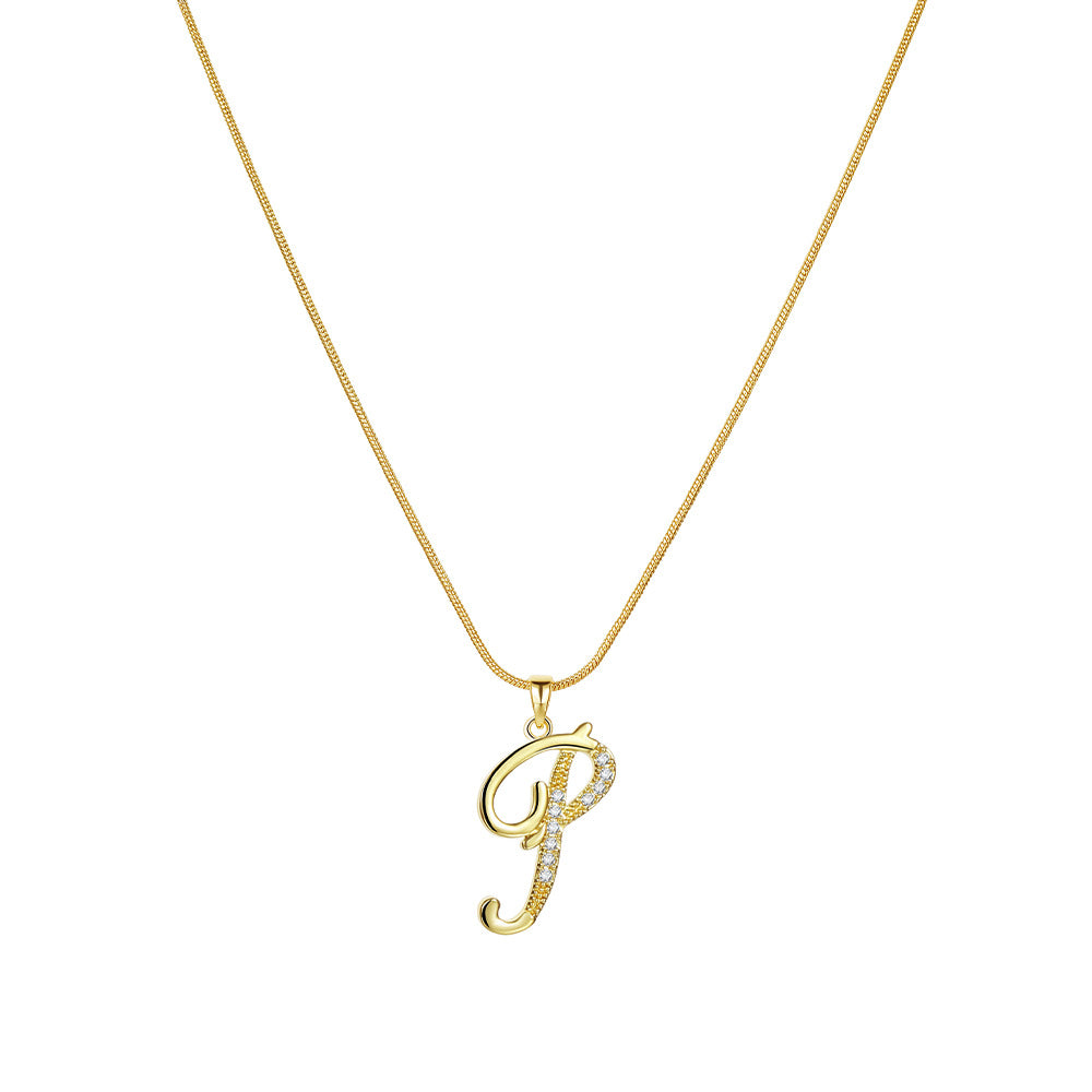 Simple Copper Inlaid Zircon Snake Chain Gold Advanced Necklaces