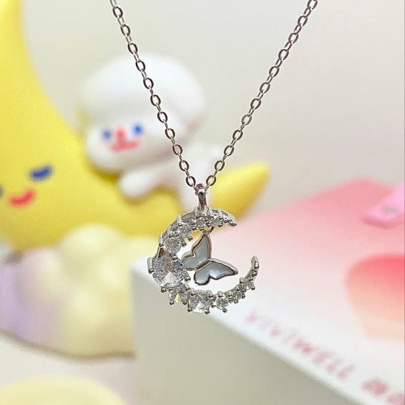 Moon Diamond Butterfly Snowflake Niche Temperament Necklace