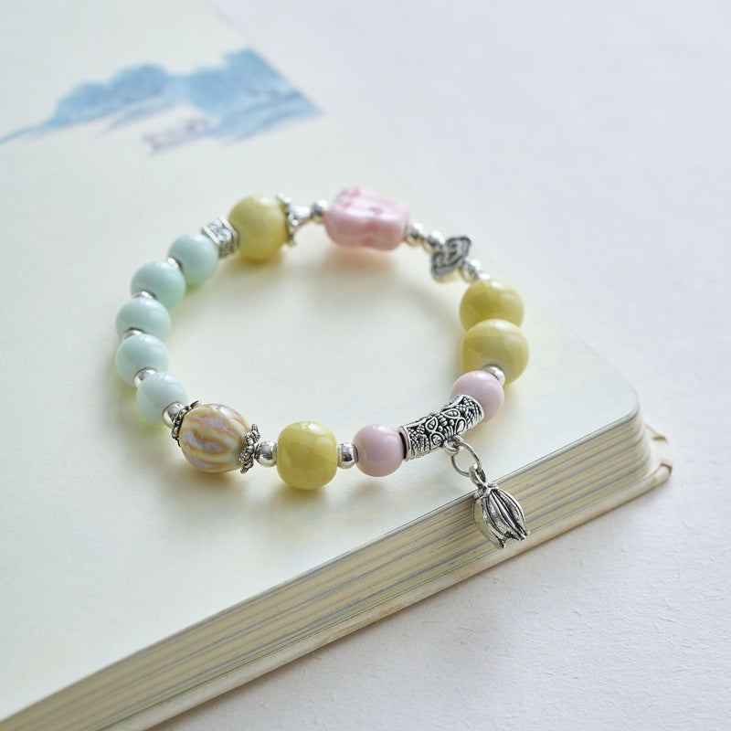 Chinese Natural Stone Porcelain Minimalist Female Bracelets