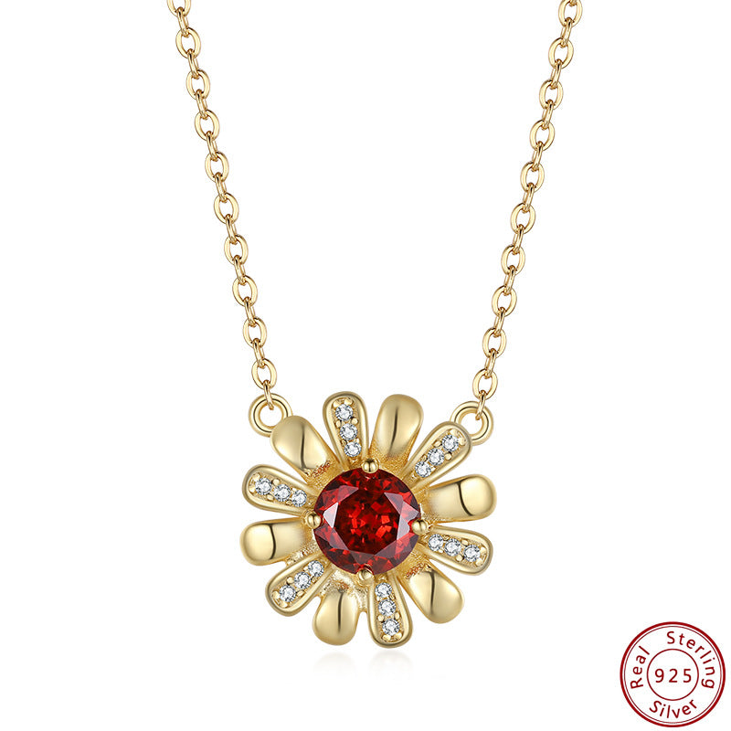 Sterling Sier Daisy Zircon Gold Plating Light Necklaces