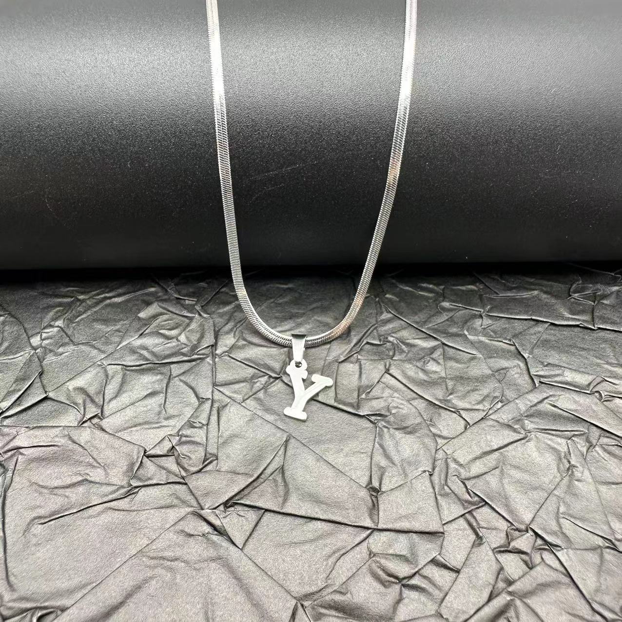 Letter Blade Chain Stainless Steel Material Necklaces