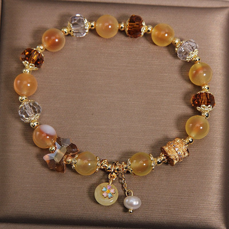 Light Luxury Minority High Sense Chalcedony Safety Buckle Money Drawing Bracelets
