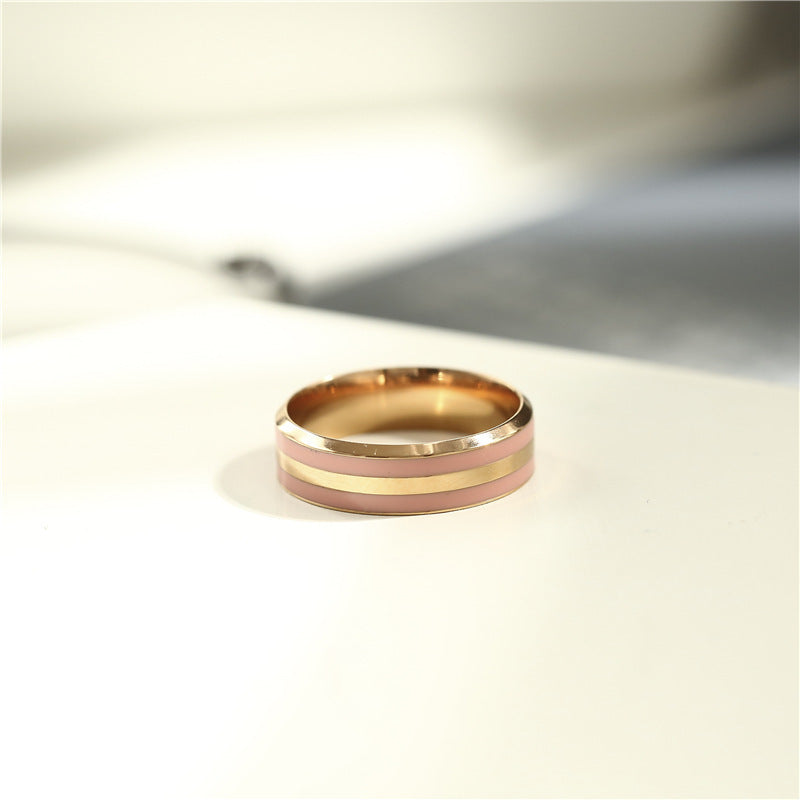 Titanium Steel Couple Style Fashionable Rose Gold Rings