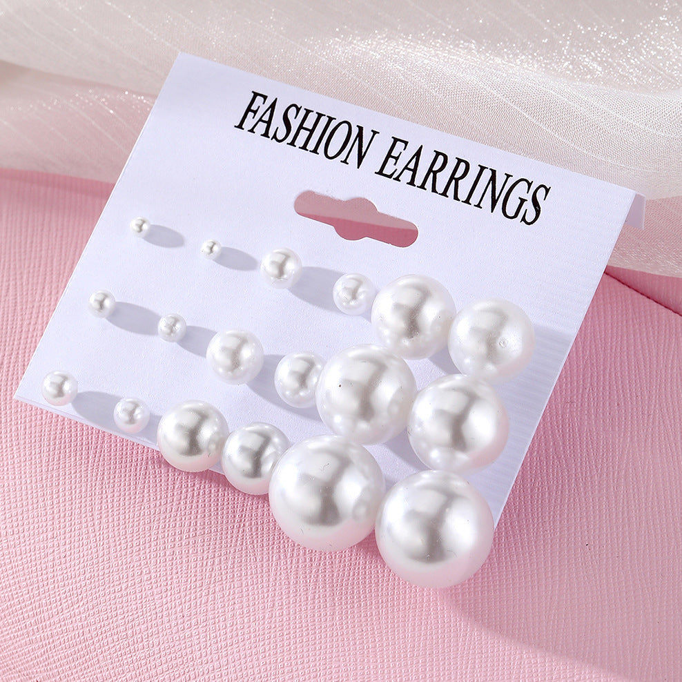 Women's Geometry Pattern Ear One Card Commuter Imitation Pearl Earings Earrings