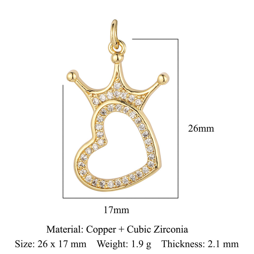 Peach Heart Lock Key Copper Zircon Pendants