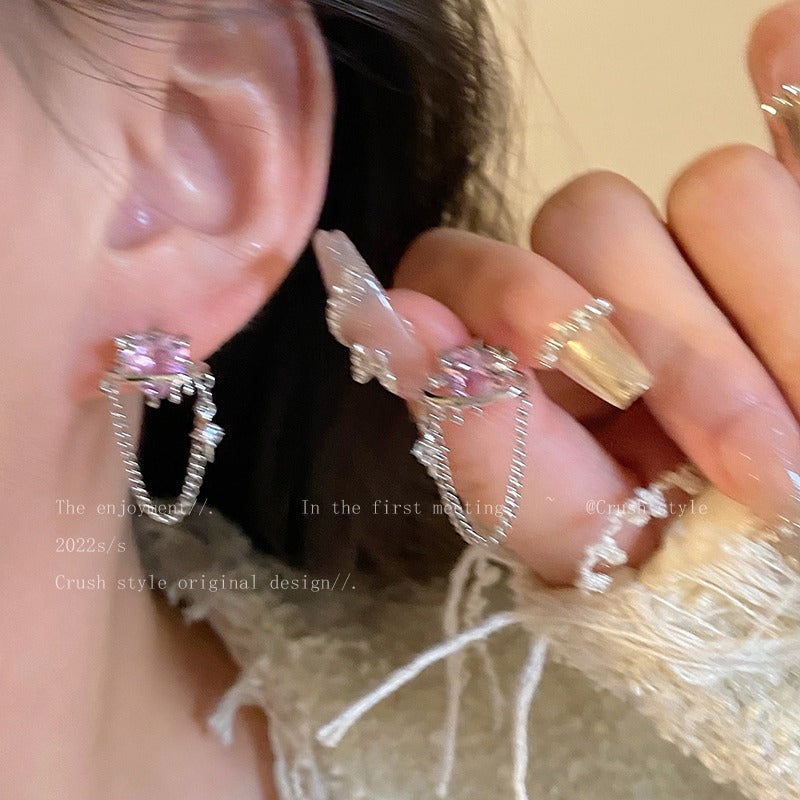 Women's Party Love Chain Zircon For Sweet Cool Style Temperament Stud Earrings