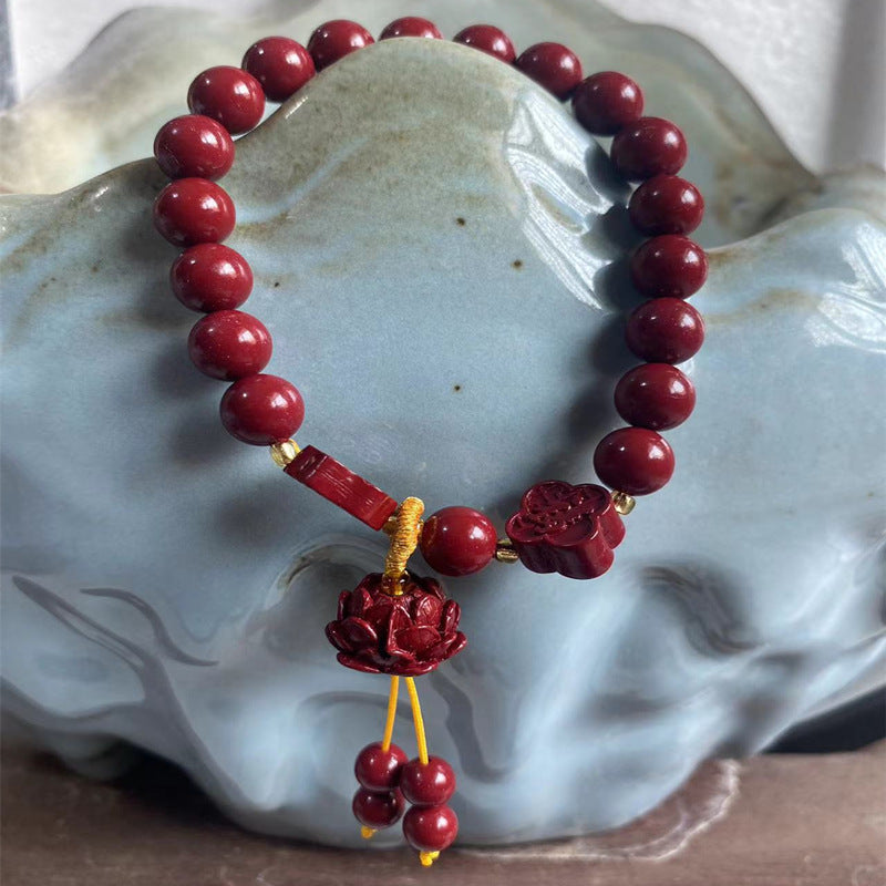 Binding Imitation Cinnabar National Style Grain Bracelet
