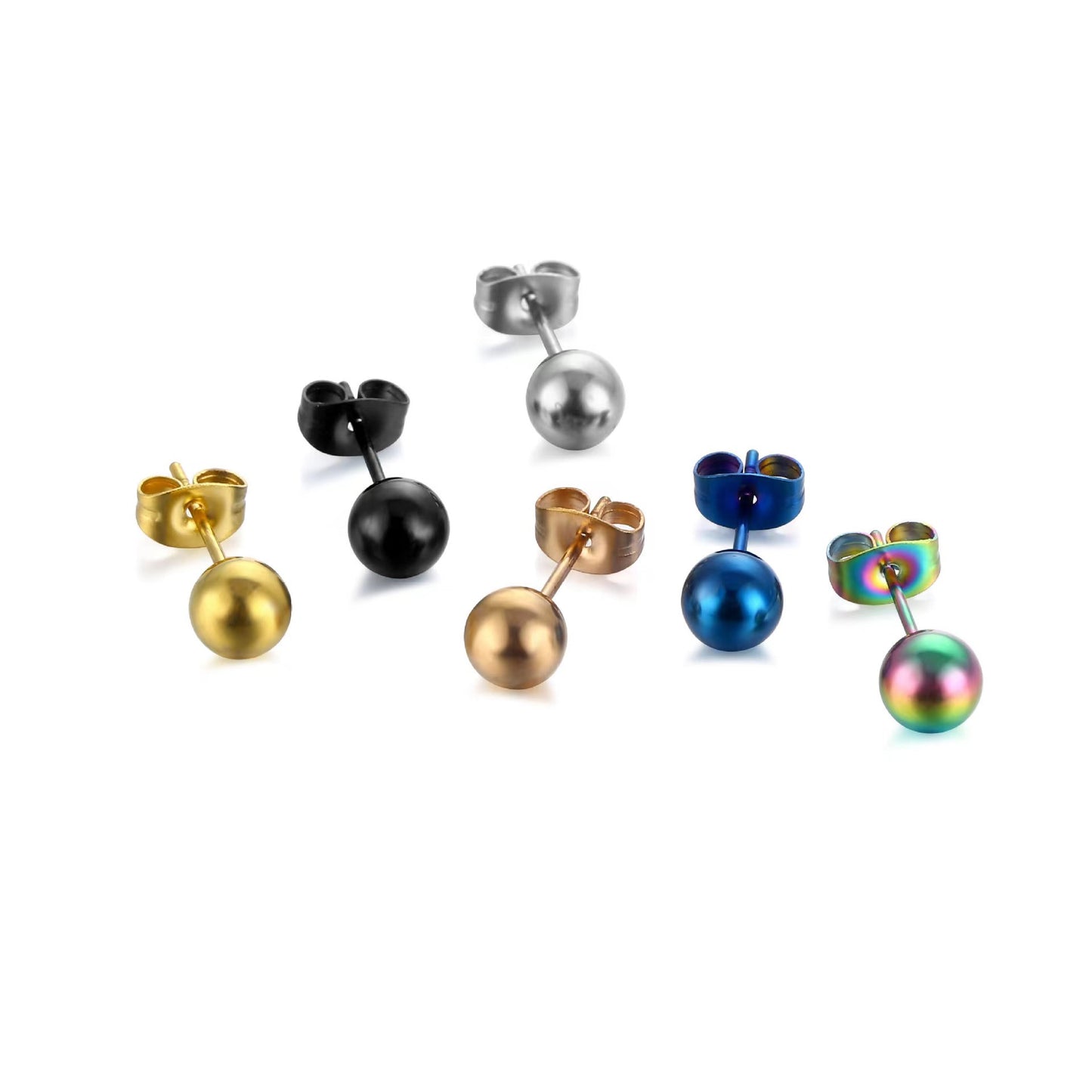 Women's & Men's Style Titanium Steel Stainless Ball Fine Needle Earrings