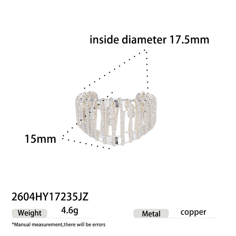 Sier Light Luxury High Sense Design Open Adjustable Zircon Ring