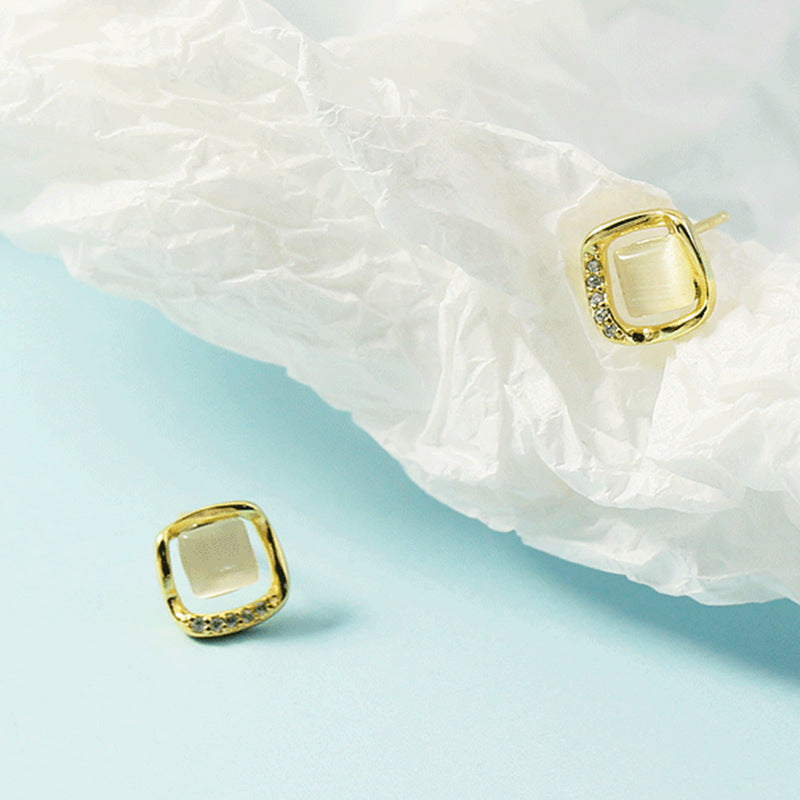 Women's Square Opal Stone Ear Fashion Daily Earrings
