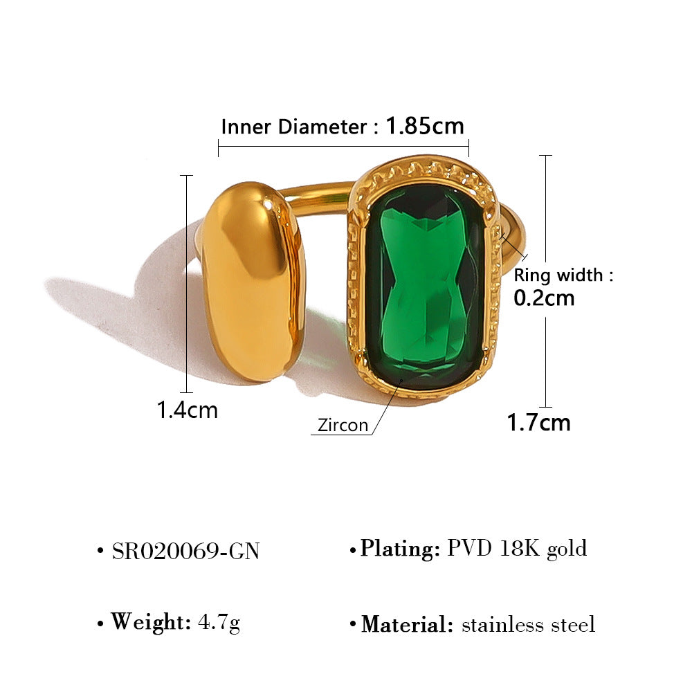 Women's French Stainless Steel Glass Zirconium Eye-catching Rings