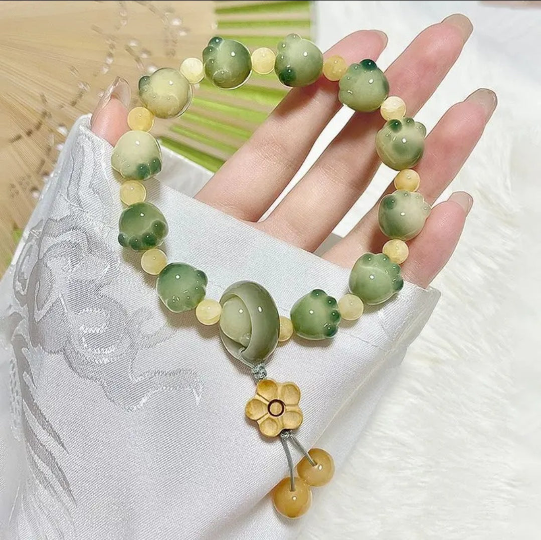 Men's Natural Bodhi Carving Cat's Paw Female Hand Toy Bracelet