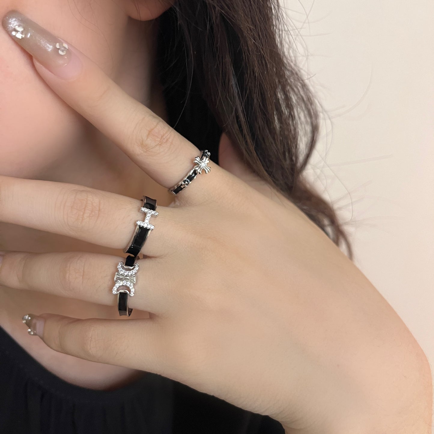 Fashion Personality Affordable Luxury Design Cross Index Ring
