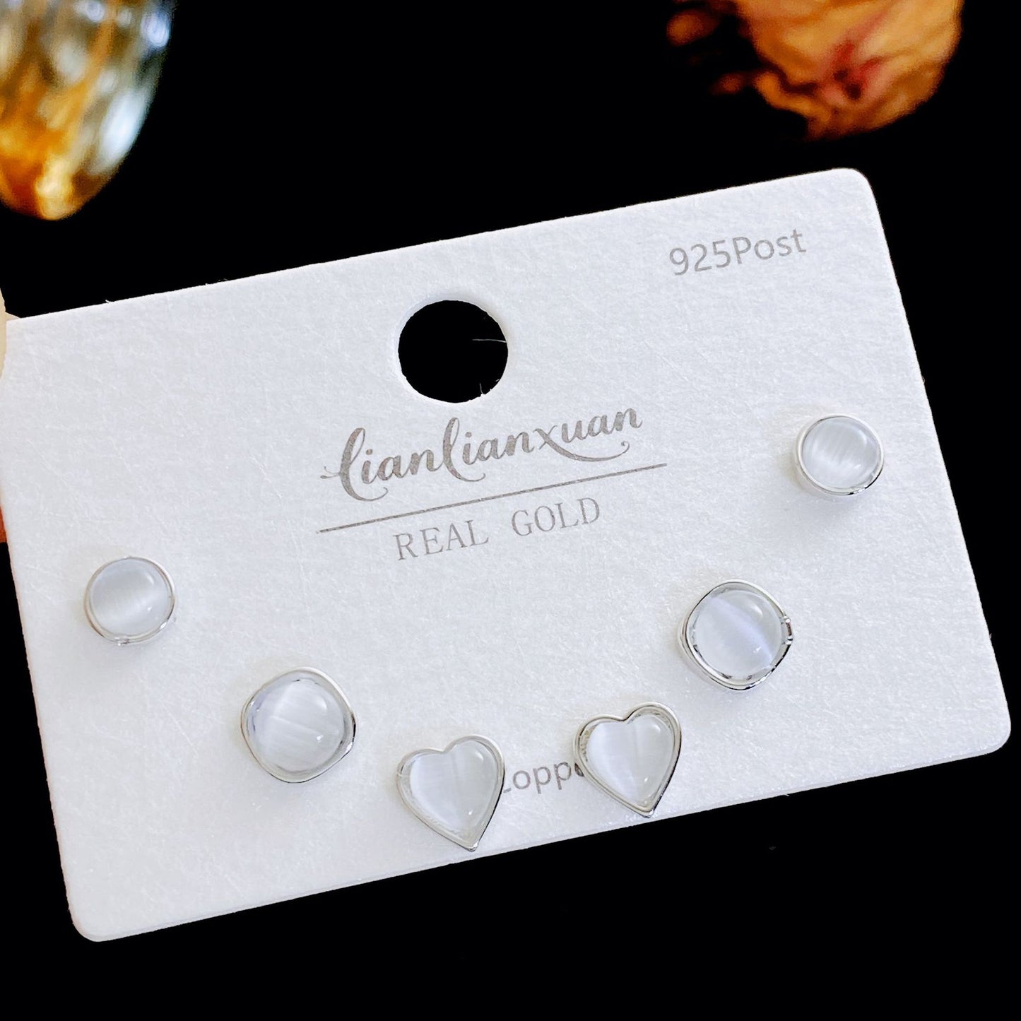 Women's Needle Simple Series Three Pairs Storage Ear Rings