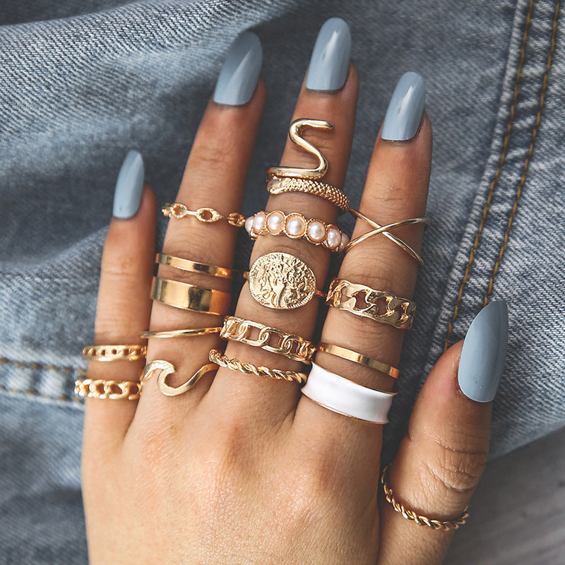 Pearl Twist Personalized Rose Snake-shaped Knuckle Ring