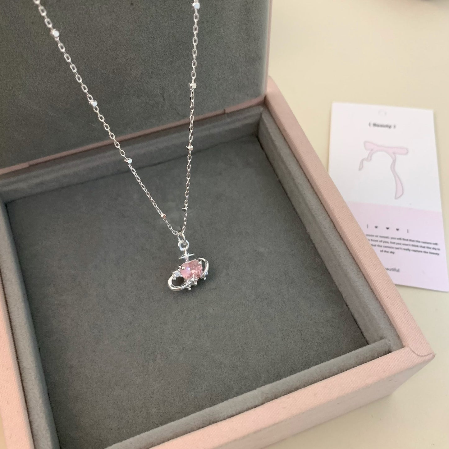 Bow Elegant Heart For Fashionable Niche Zircon Necklaces
