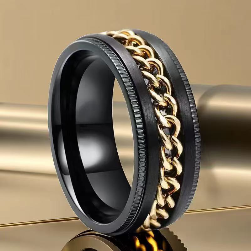 Men's Hip Hop Fashion Rotating Cold Niche Ring