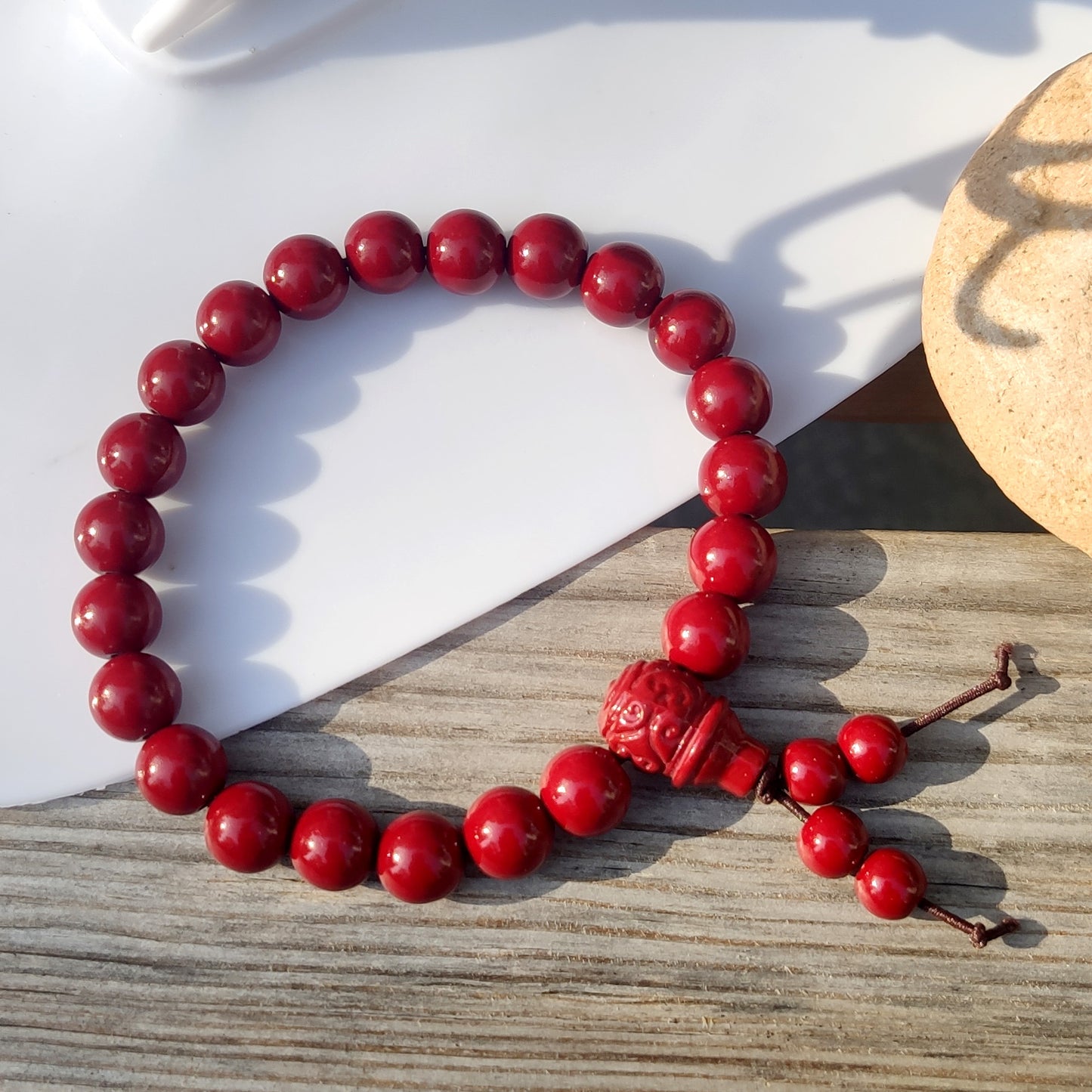 Women's Cinnabar Life Red Rope Beaded Money Drawing Pi Bracelet