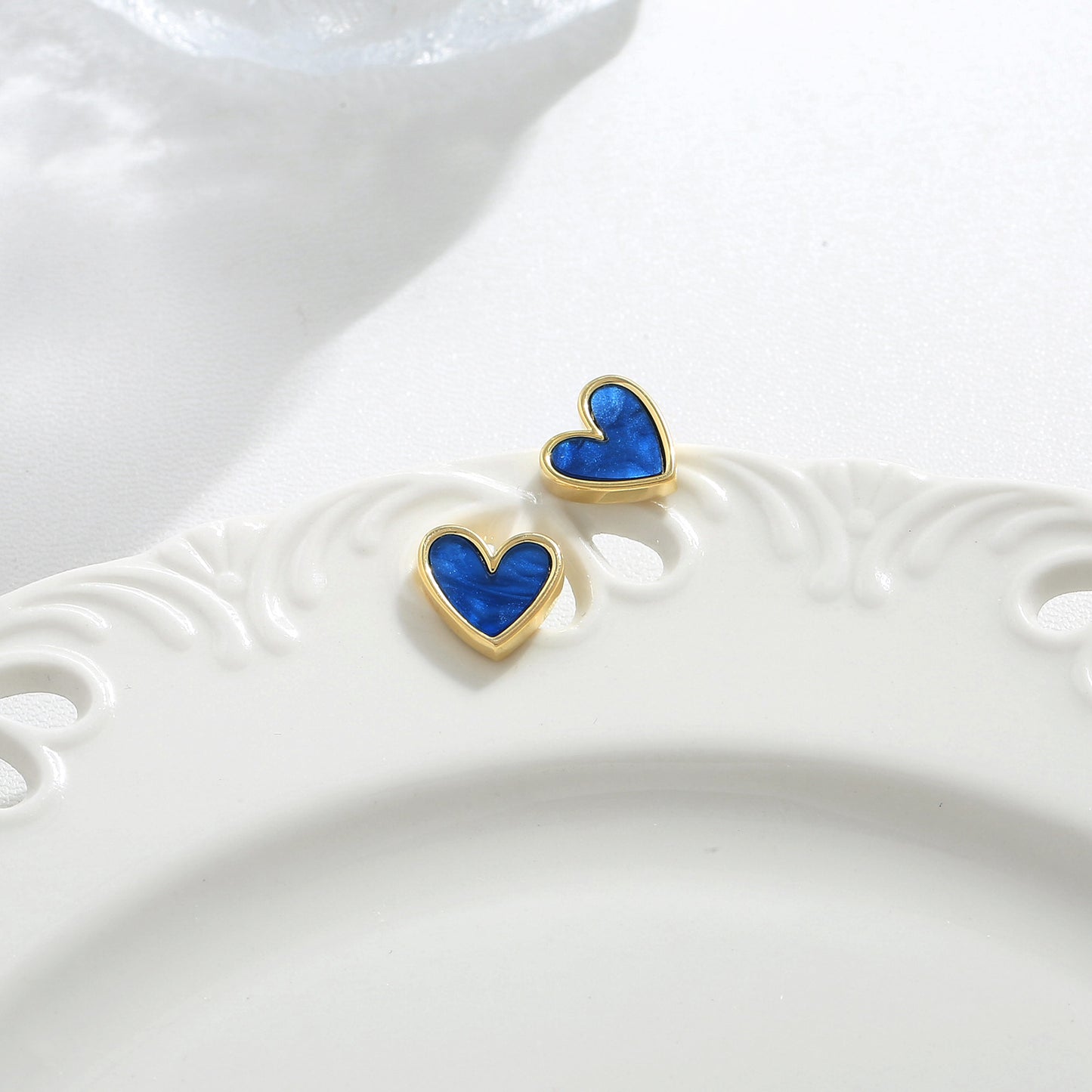 Klein Blue Love Heart Sterling Sier Earrings