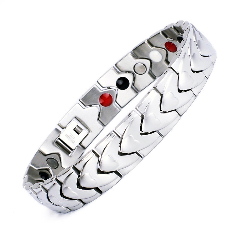 Men's Heart-shaped Titanium Steel Magnet Couple Popular Bracelet