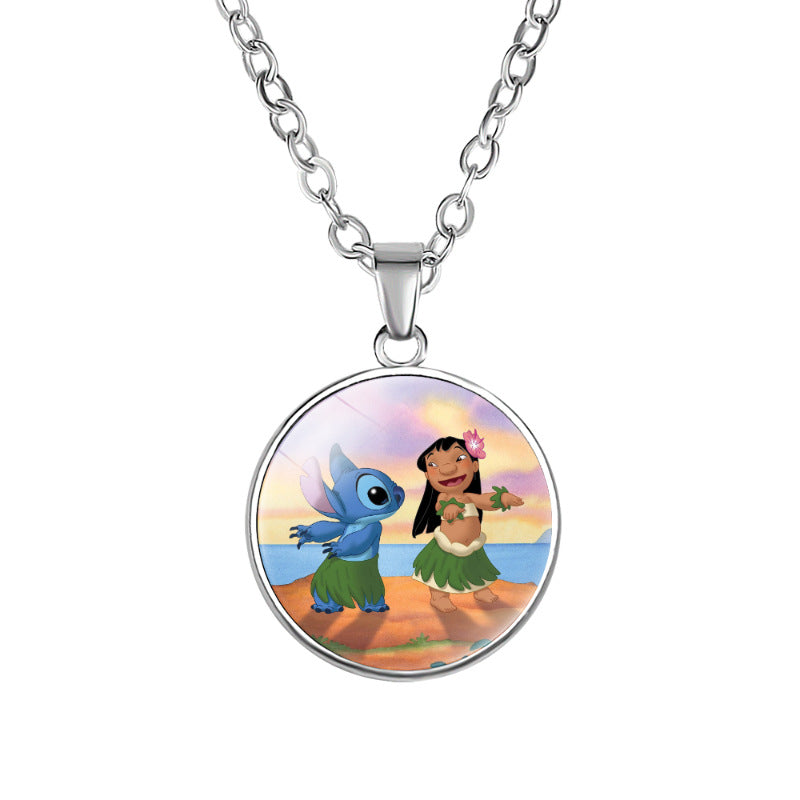 Children's Star Stitch Cartoon Pattern Time Stone Necklaces