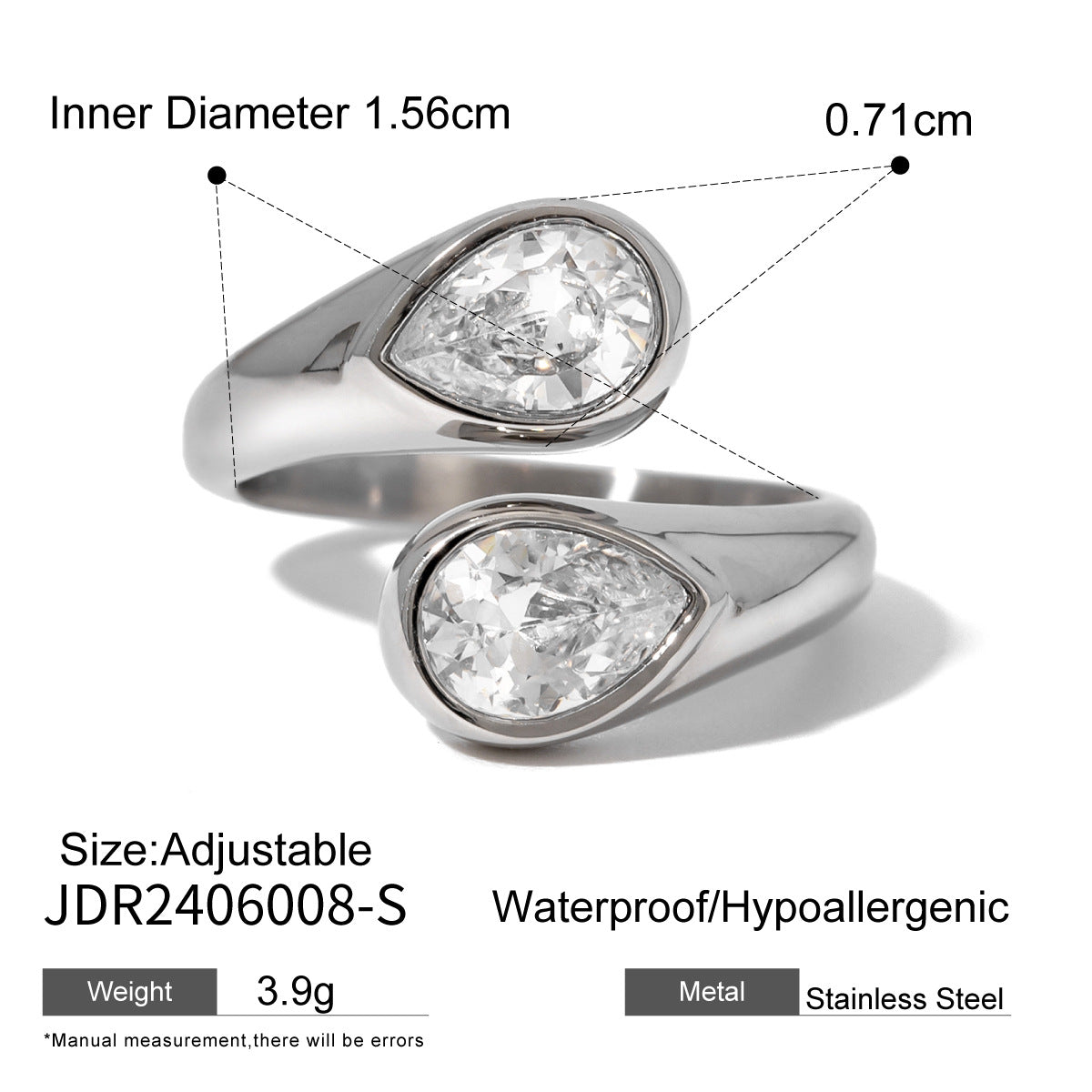 Open-end Zircon Titanium Steel No Fading Wind Simple Rings