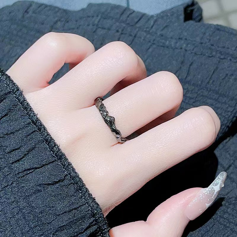 Versatile Simple Couples Openings Design Dark Irregular Couple Personalized Index Ring