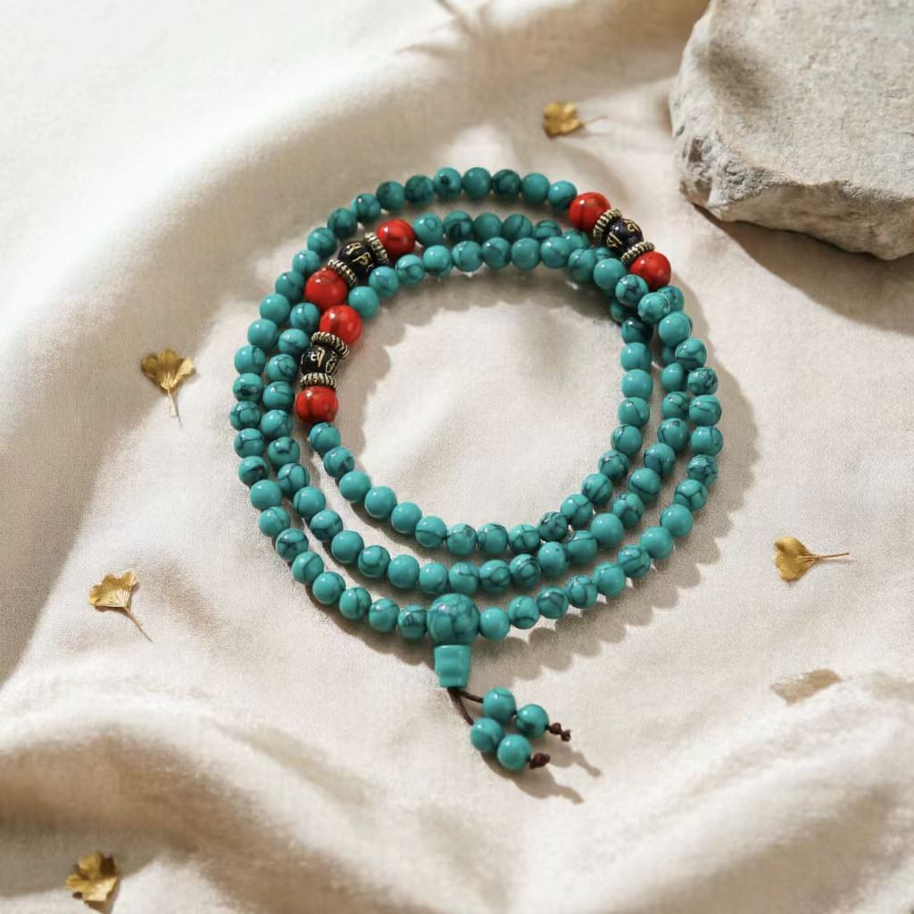Women's & Men's Turquoise Beads Tibetan Ethnic Style Crafts Bracelet