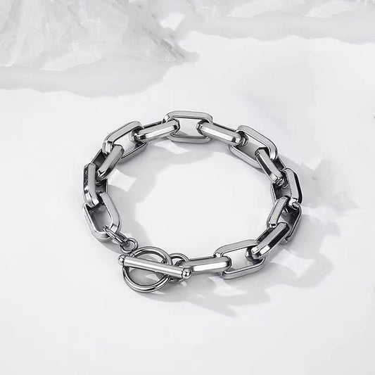 Men's Round Buckle Thick Straps Hip Hop Bracelet