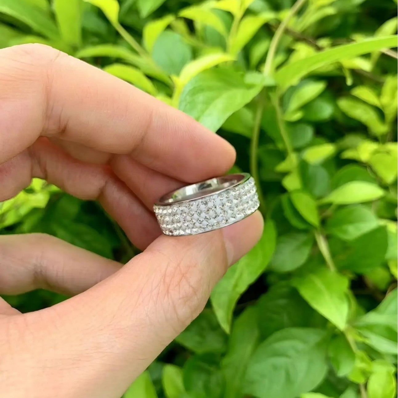 Men's Row Clay Diamond Titanium Steel Simple Rings