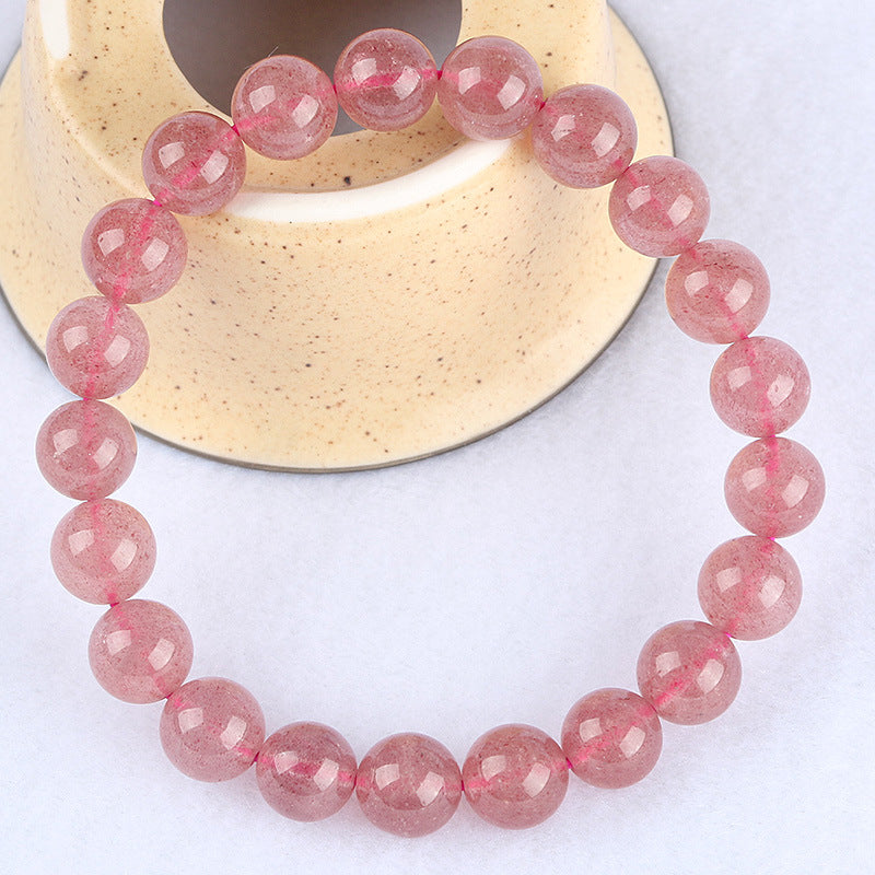 Natural Strawberry Quartz Crystal Ornament Iced Bracelets