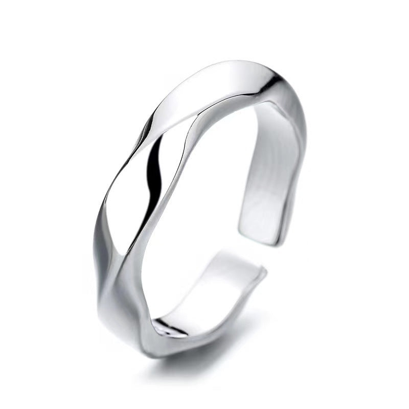 Retro Punk Irregular Simple Twist Pattern Open Ring