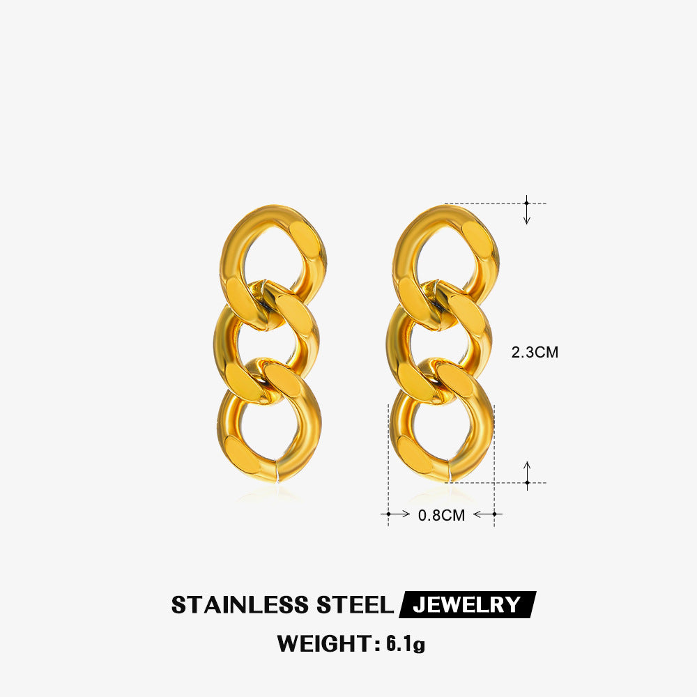 Chain Personality Fashion Real Gold Plating Stainless Earrings