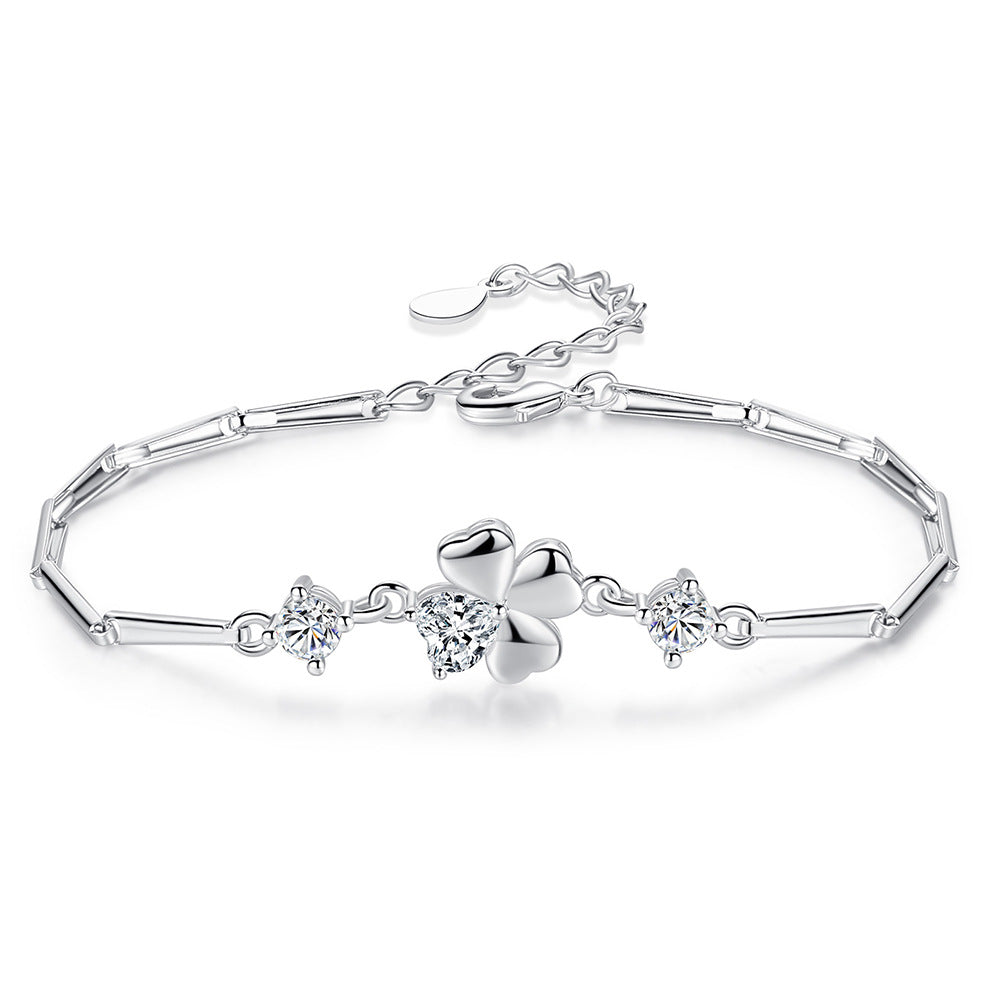 Women's Style Fashion Sier Plated Lucky Leaf Bracelets