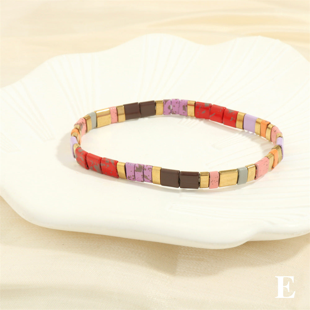 Women's Pull Beaded Simple Bohemian Hand-woven Elastic Bracelets