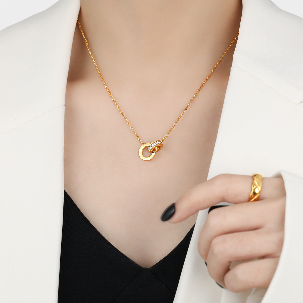 Women's Personality Affordable Luxury Roman Numerals Double Fashion Simple Necklace