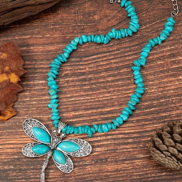 Western Style Turquoise Dragonfly Personality Vintage Pendants